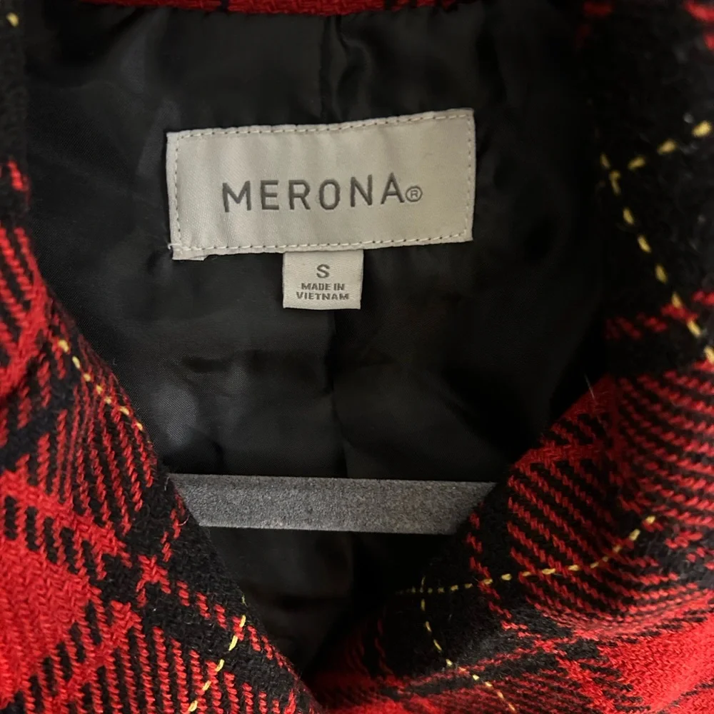 Merona Double-Breasted Red Pea Coat EUC - Picture 5 of 6